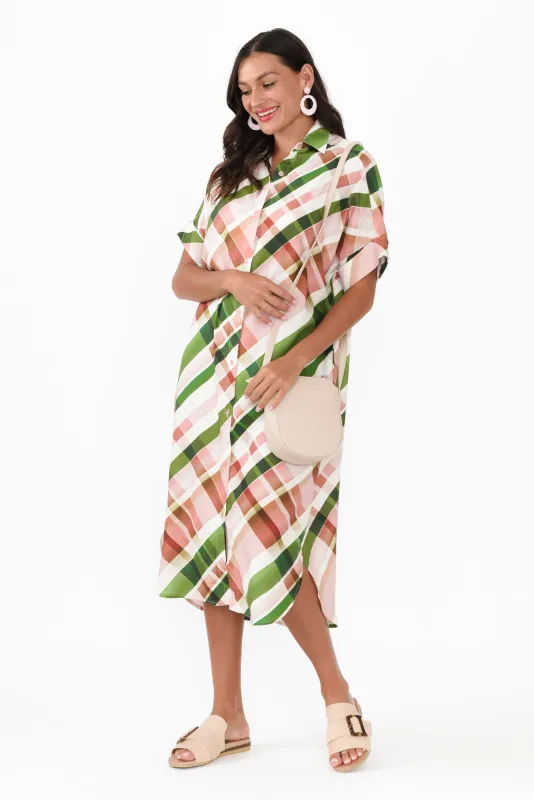 Bree Pink Check Linen Blend Dress sold by Blue Bungalow