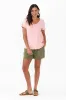 Maggie Pink Cotton Vee Tee sold by Blue Bungalow