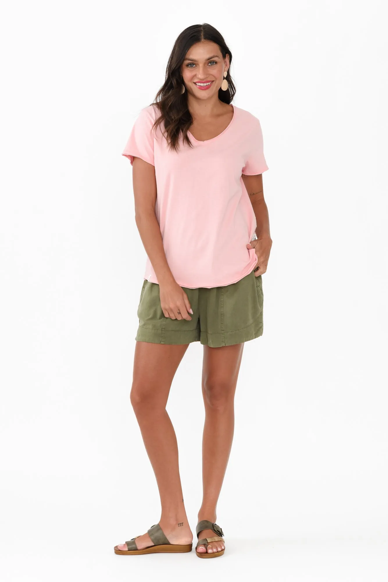 Maggie Pink Cotton Vee Tee sold by Blue Bungalow product image thumbnail 2