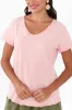 Maggie Pink Cotton Vee Tee sold by Blue Bungalow