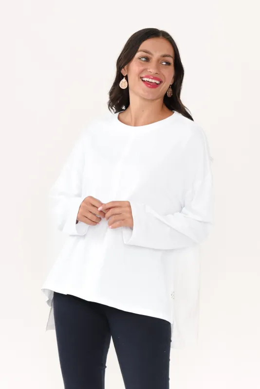 Naomi White Cotton Sweatshirt sold by Blue Bungalow
