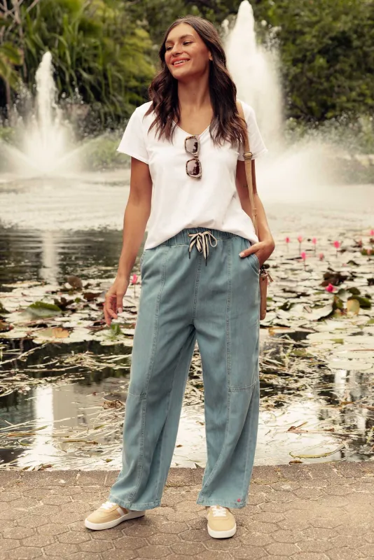 Neve Light Blue Lyocell Drawstring Pants sold by Blue Bungalow
