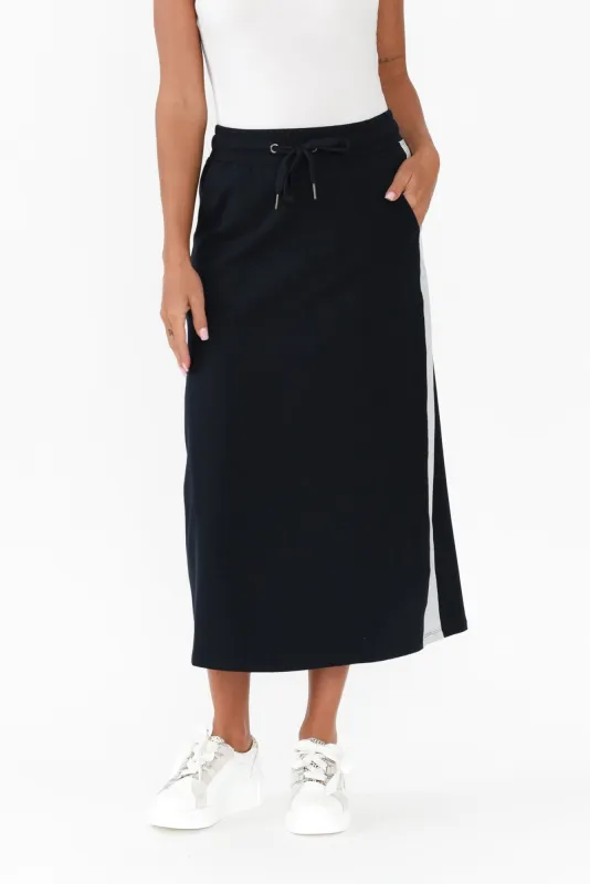 Sloane Navy Cotton Drawstring Skirt sold by Blue Bungalow