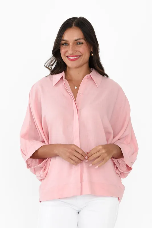 Jemima Pink Linen Blend Shirt sold by Blue Bungalow