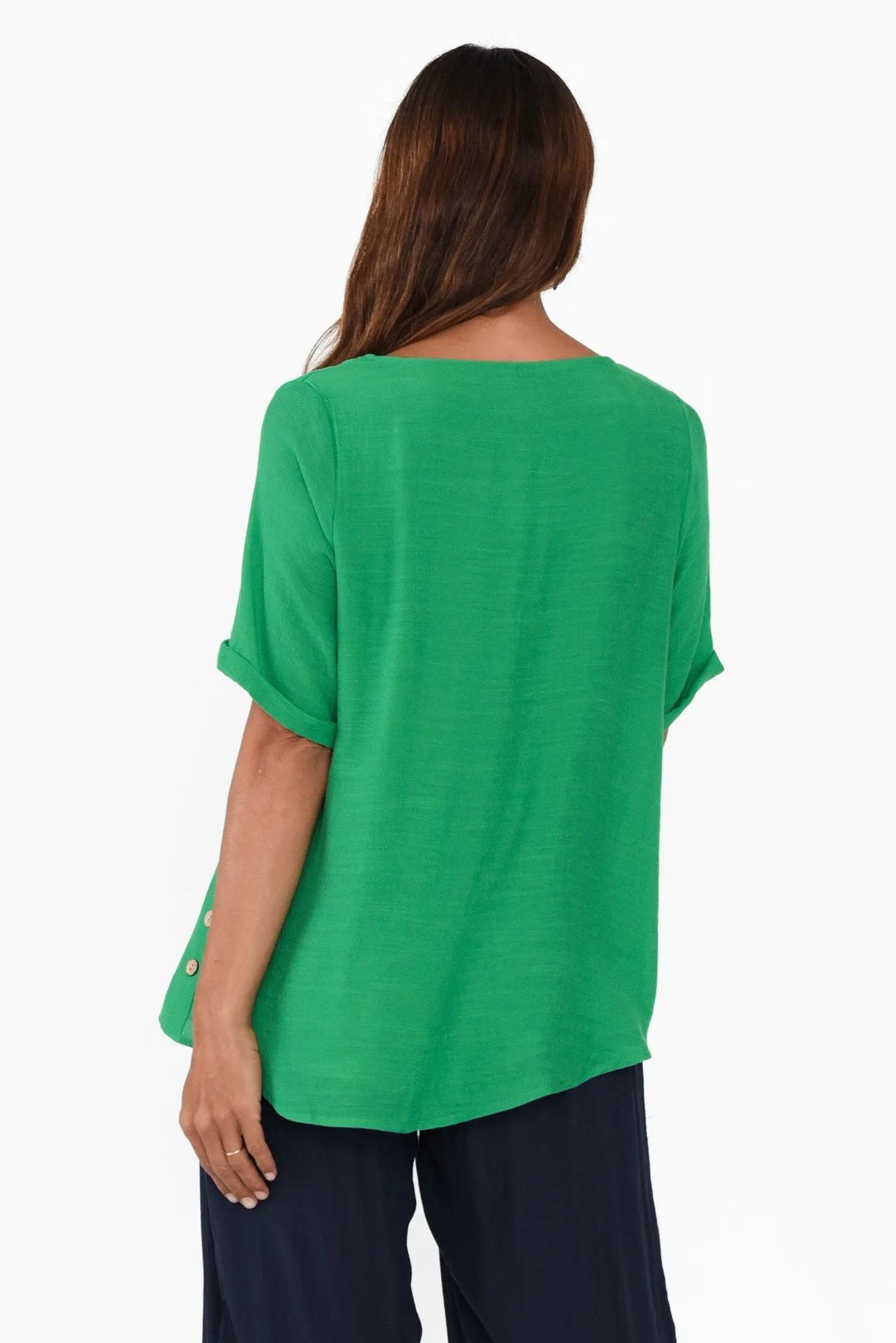 Nettie Green Cotton Blend Button Top sold by Blue Bungalow product image thumbnail 4