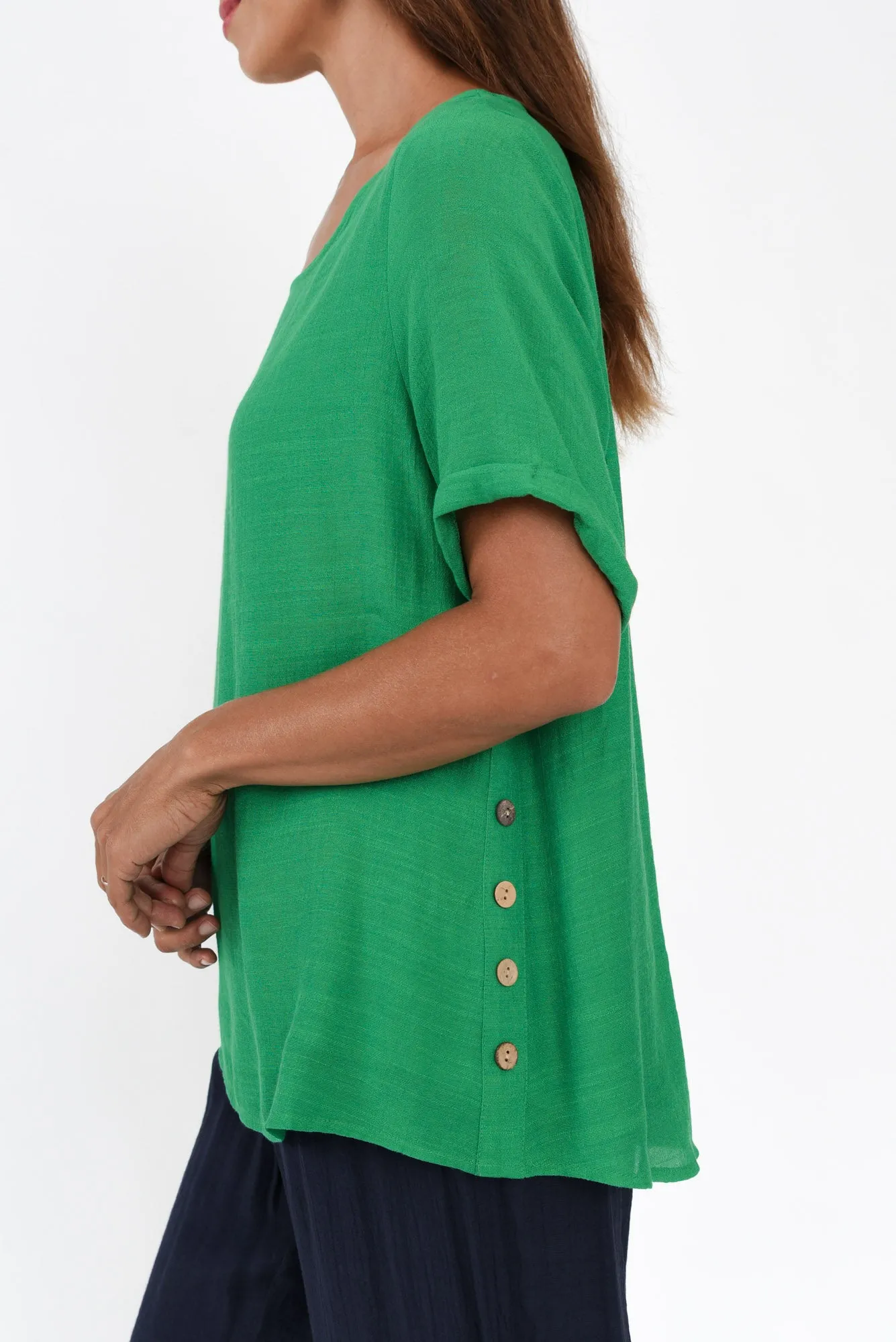 Nettie Green Cotton Blend Button Top sold by Blue Bungalow product image thumbnail 5