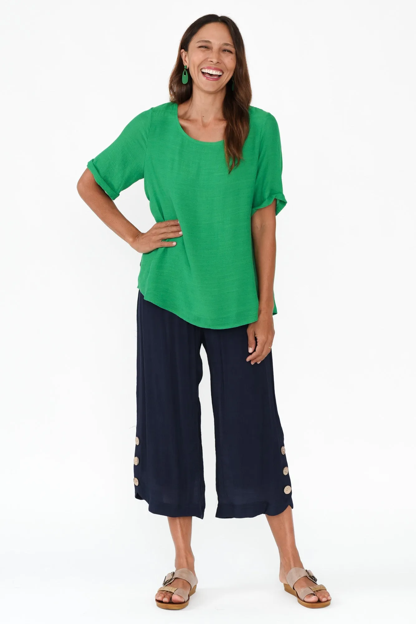 Nettie Green Cotton Blend Button Top sold by Blue Bungalow product image thumbnail 2