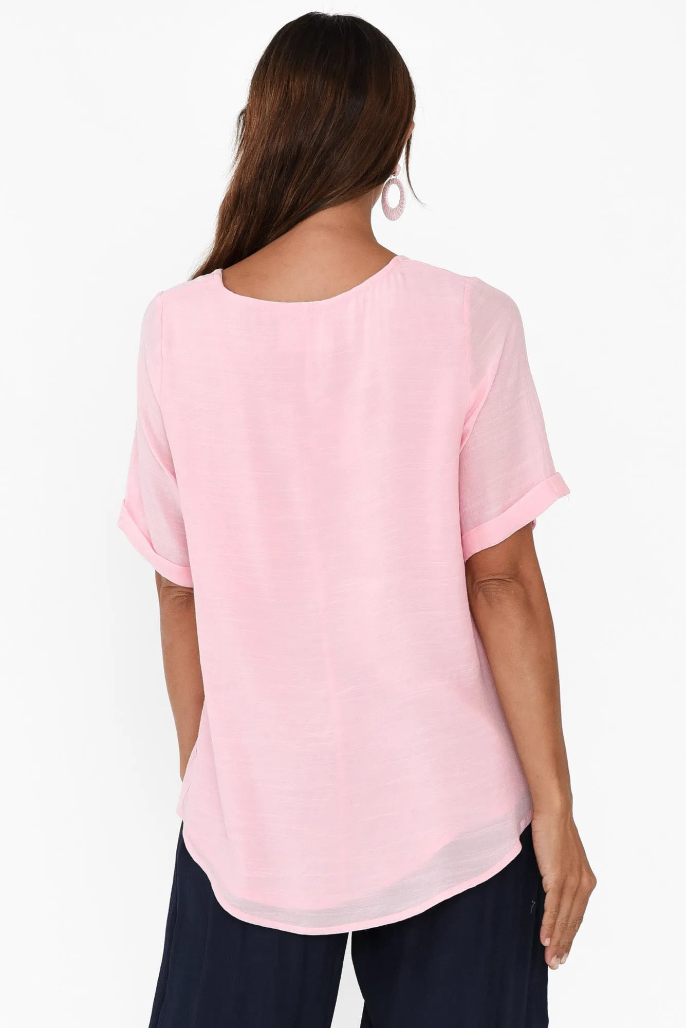 Nettie Pink Cotton Blend Button Top sold by Blue Bungalow product image thumbnail 4