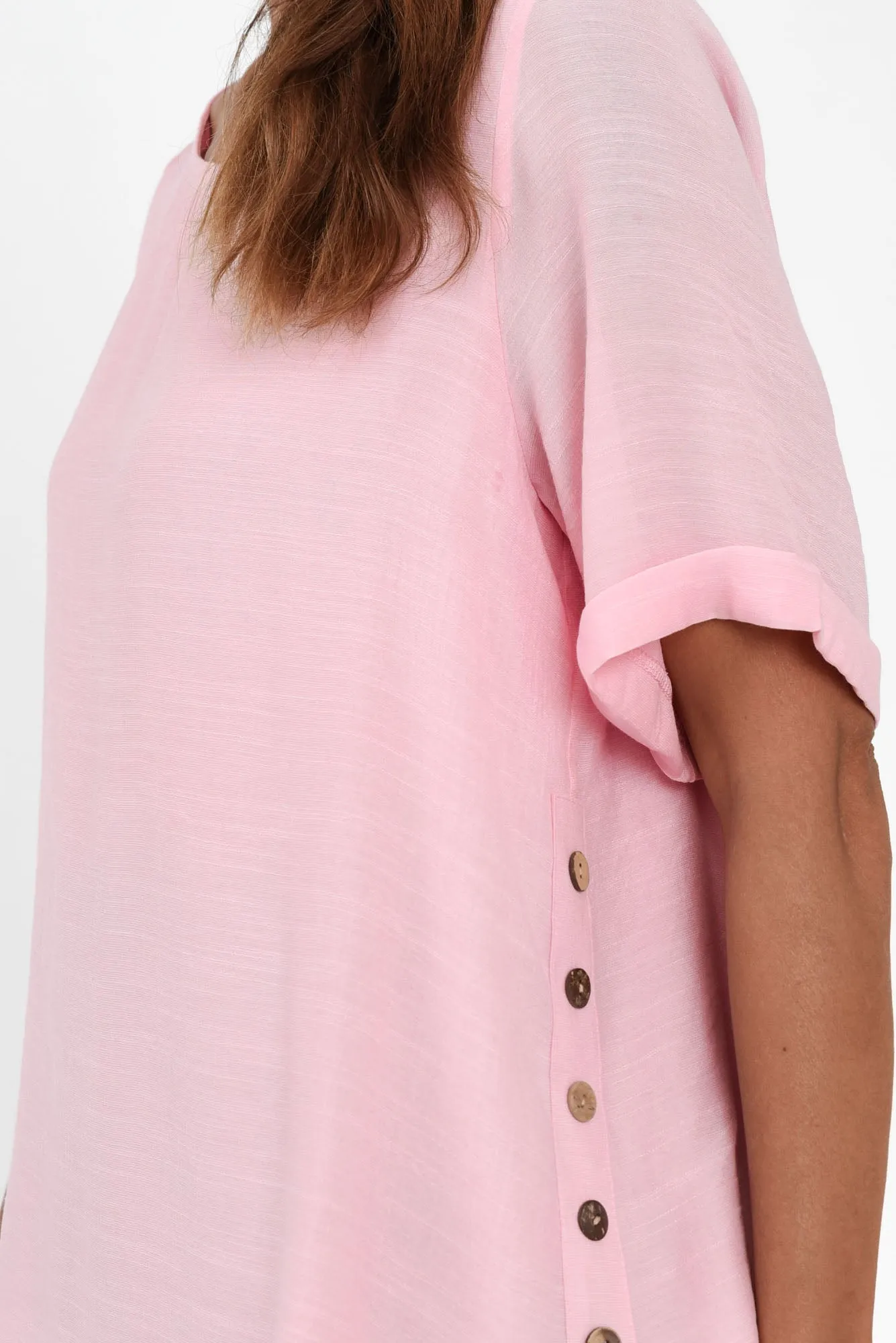 Nettie Pink Cotton Blend Button Top sold by Blue Bungalow product image thumbnail 5