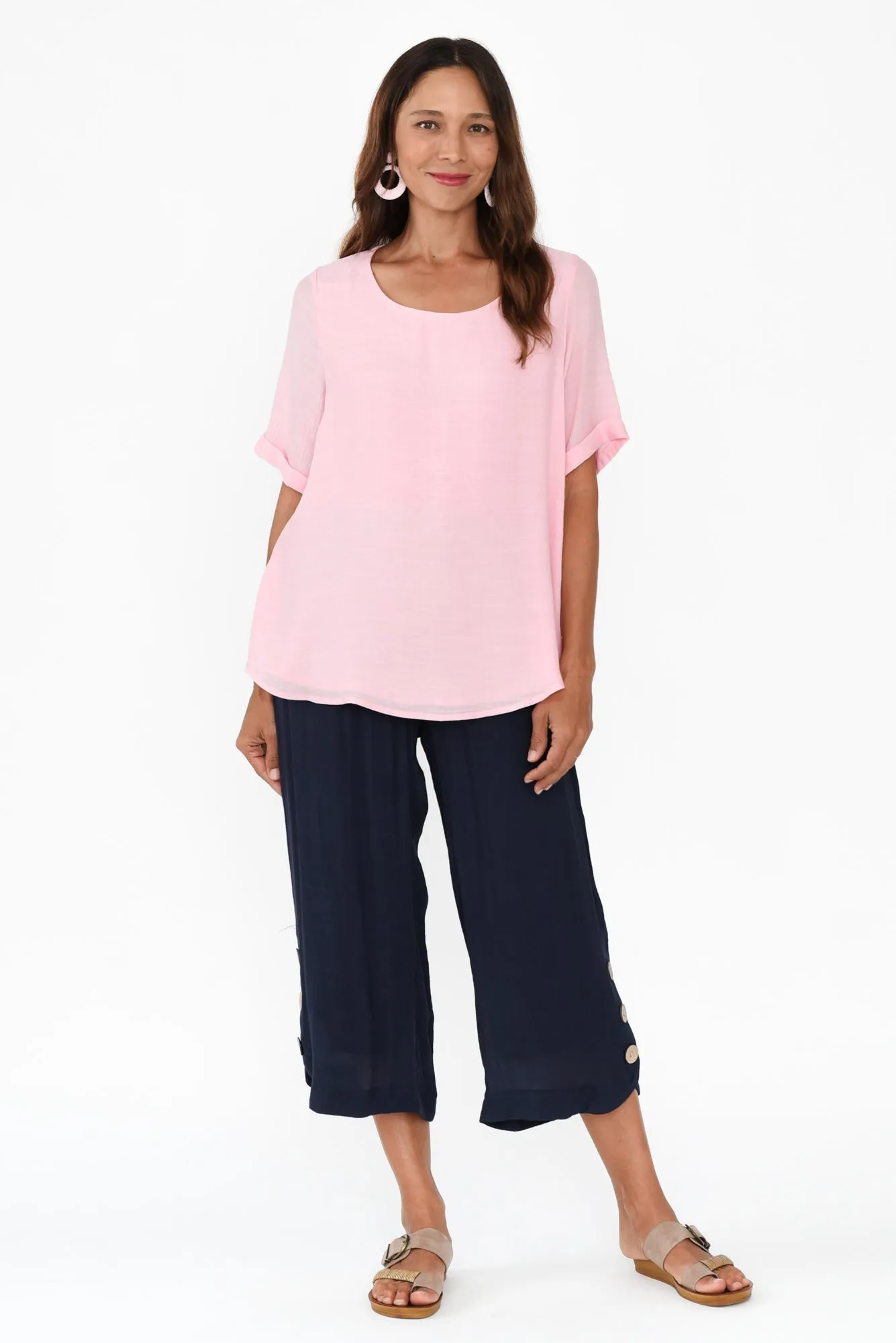 Nettie Pink Cotton Blend Button Top sold by Blue Bungalow product image thumbnail 2