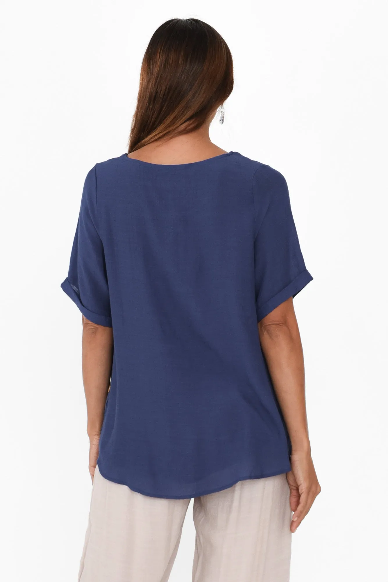 Nettie Cobalt Cotton Blend Button Top sold by Blue Bungalow product image thumbnail 4