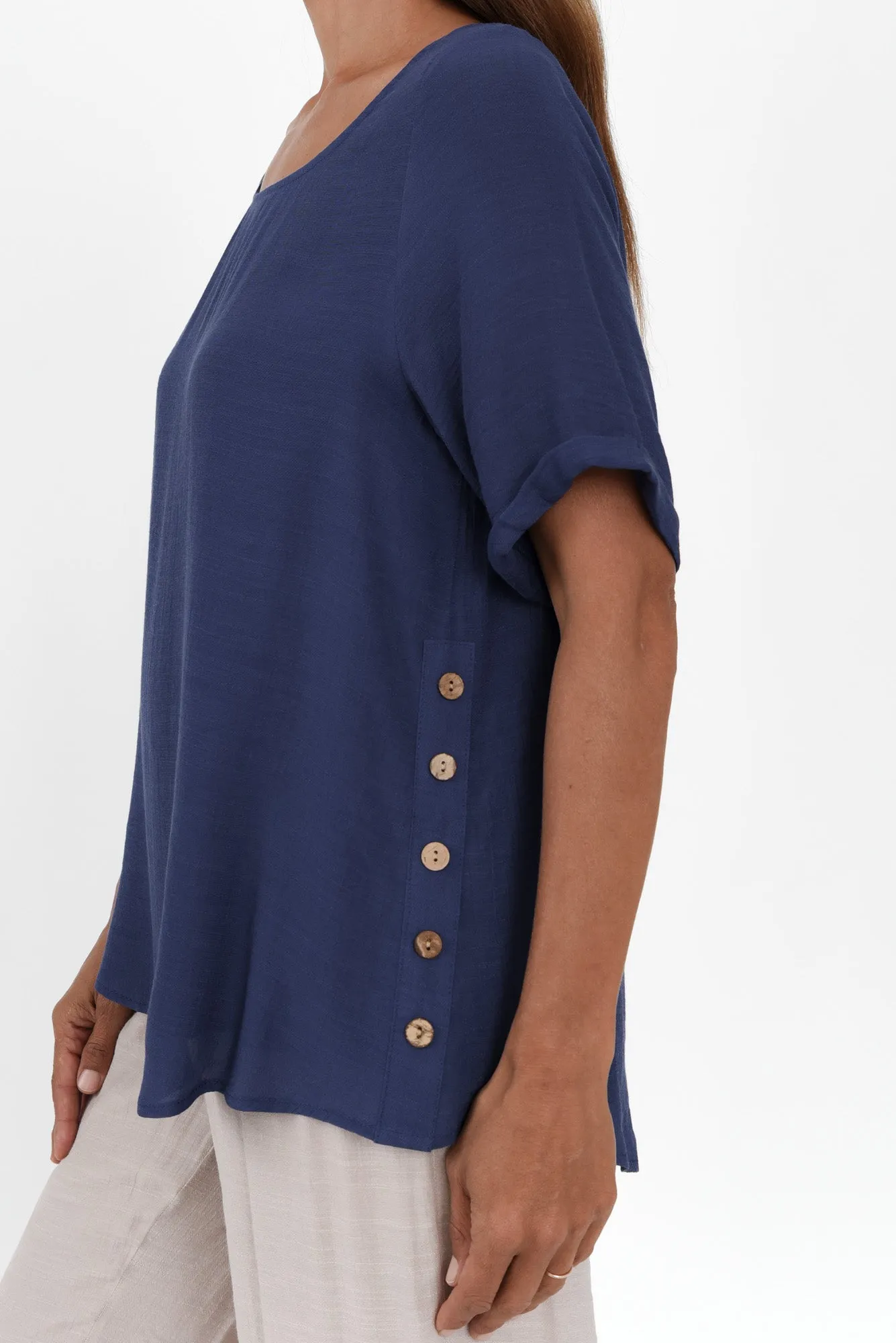 Nettie Cobalt Cotton Blend Button Top sold by Blue Bungalow product image thumbnail 5