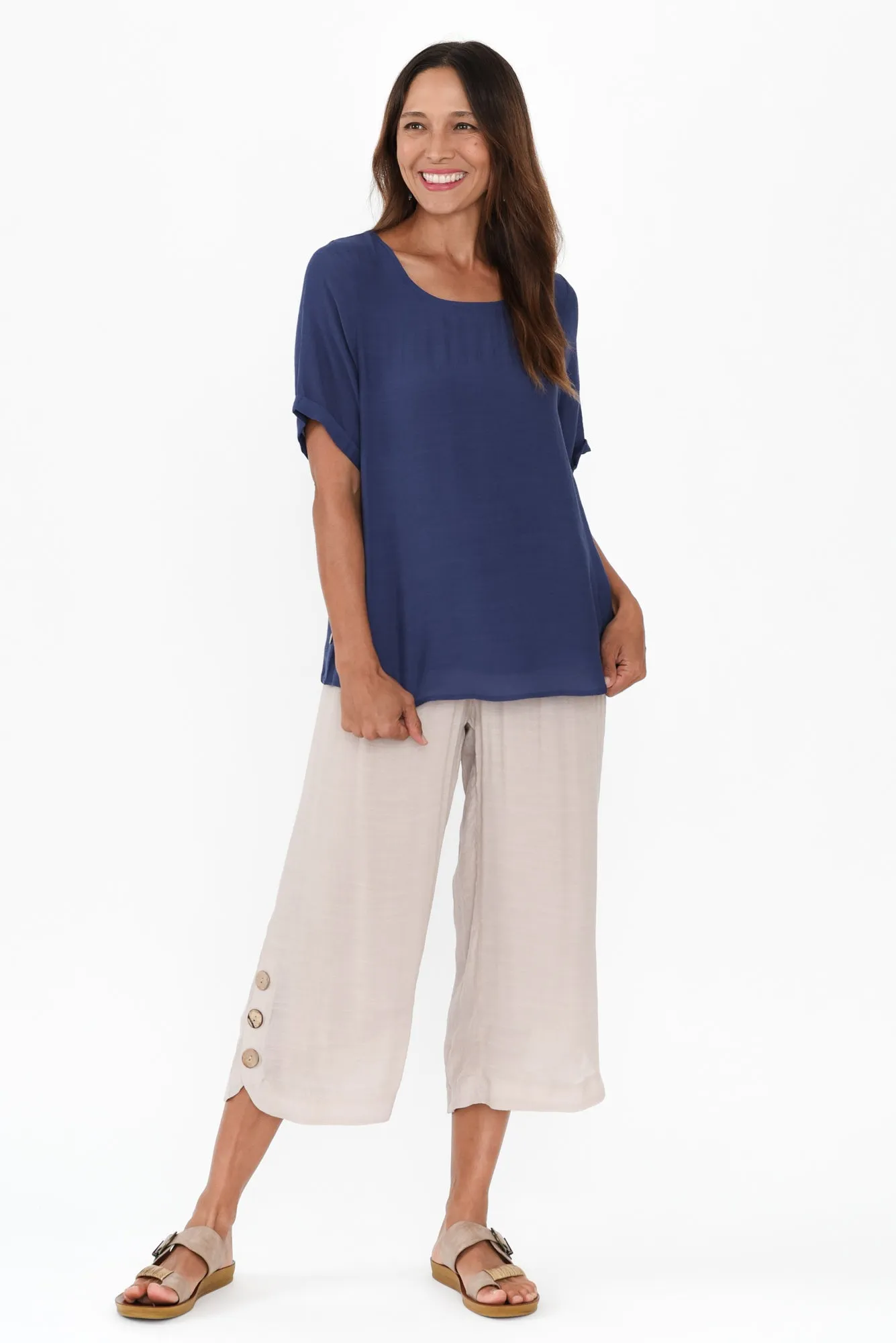 Nettie Cobalt Cotton Blend Button Top sold by Blue Bungalow product image thumbnail 2