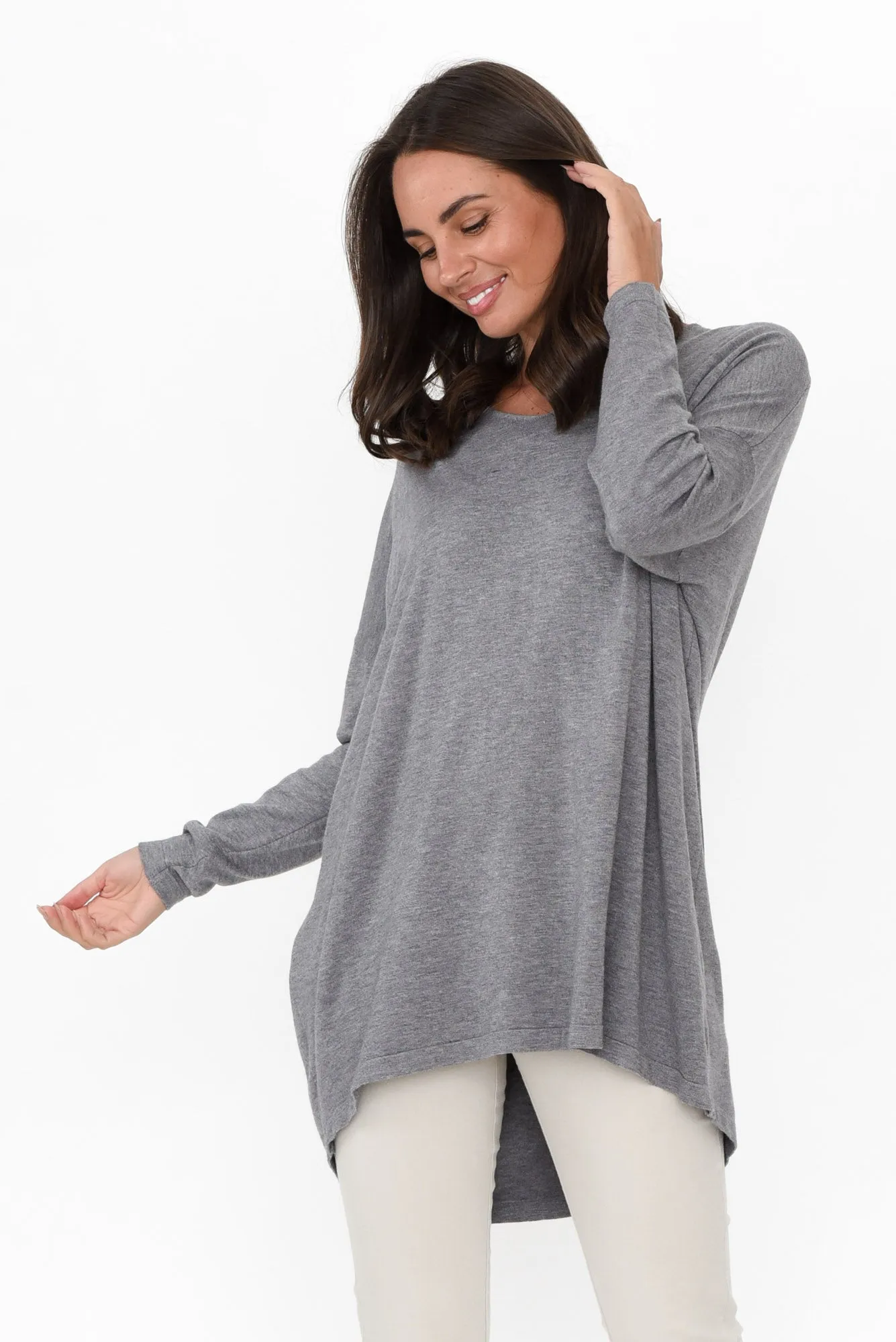 Piper Grey V Neck Knit Jumper sold by Blue Bungalow