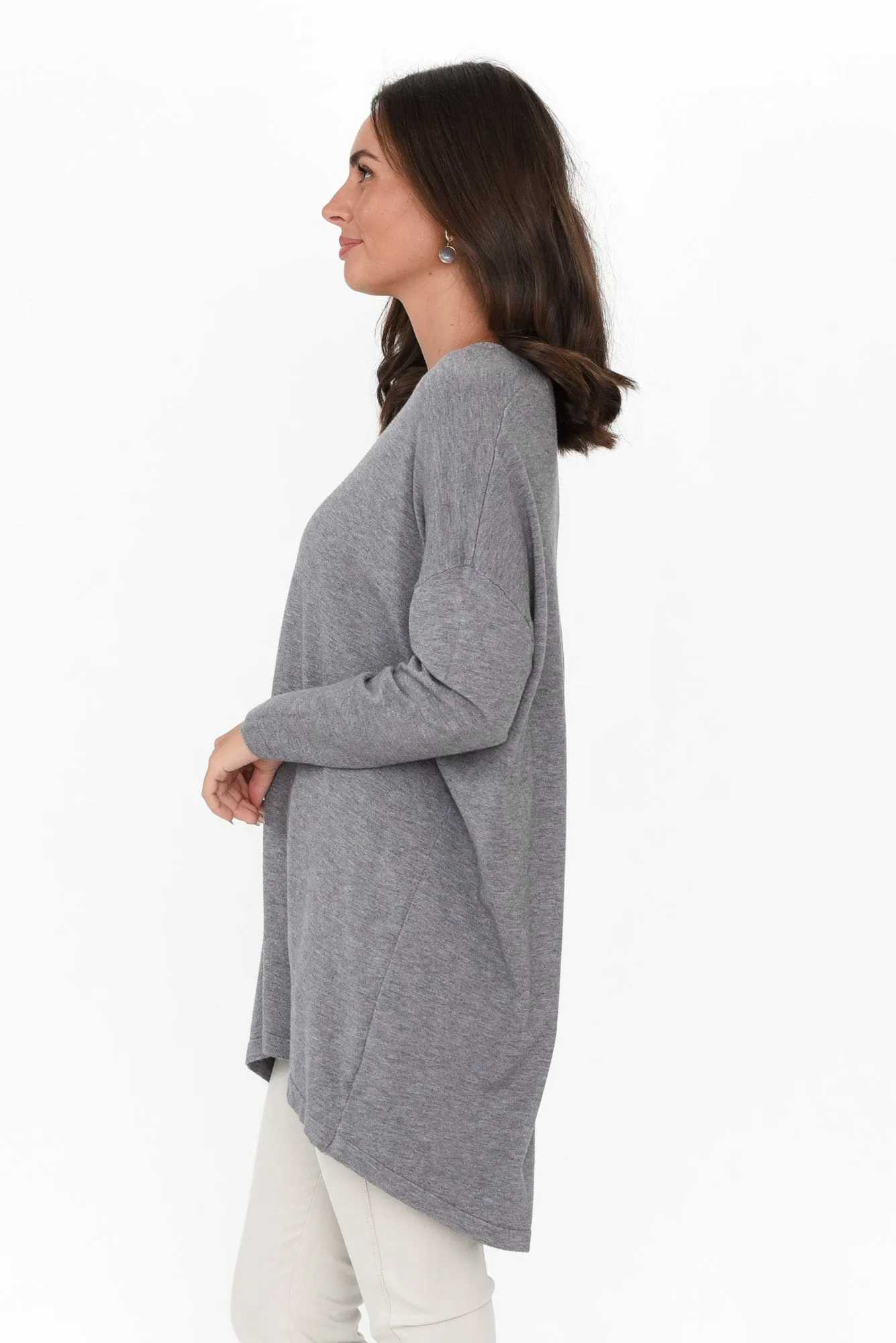 Piper Grey V Neck Knit Jumper sold by Blue Bungalow product image thumbnail 3