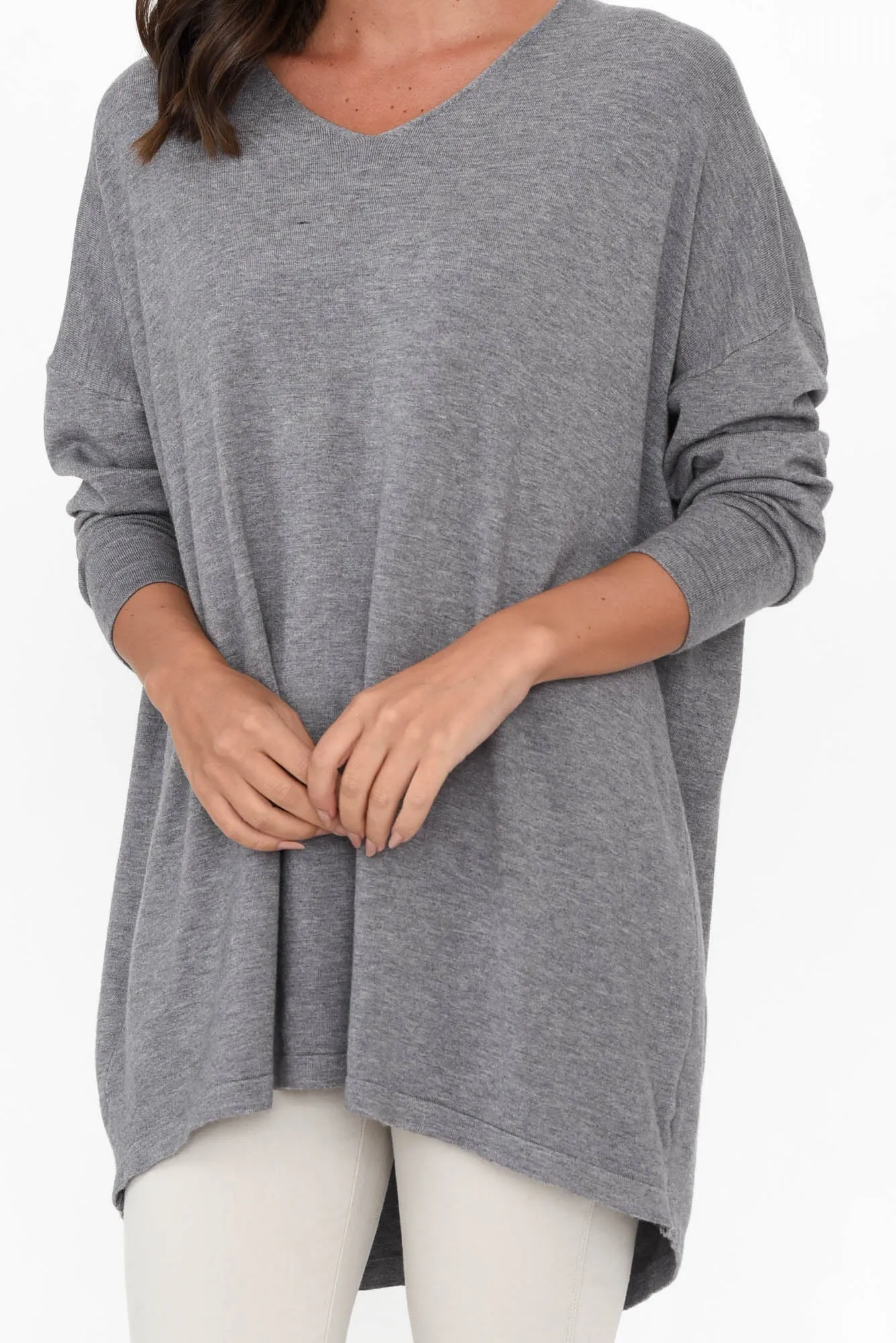 Piper Grey V Neck Knit Jumper sold by Blue Bungalow product image thumbnail 5