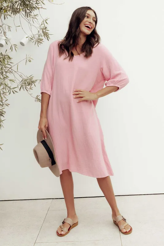Caylen Pink Cotton Cheesecloth Dress sold by Blue Bungalow
