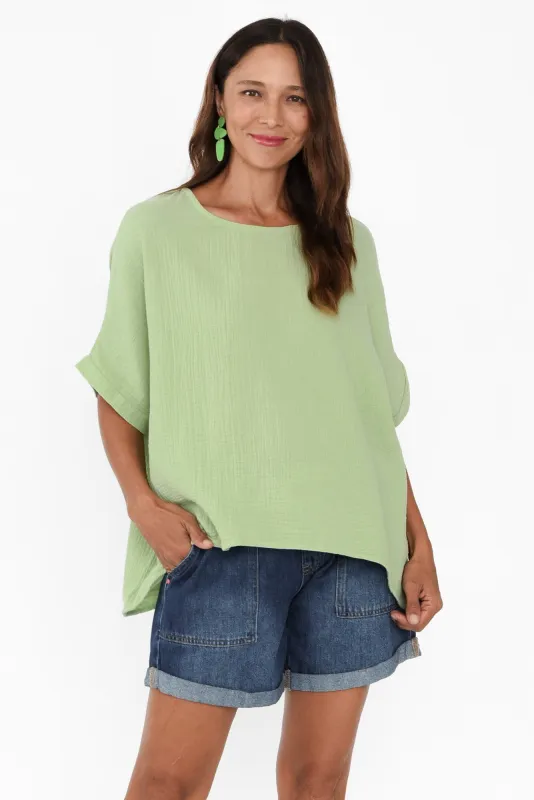Elaine Mint Cotton Cheesecloth Top sold by Blue Bungalow