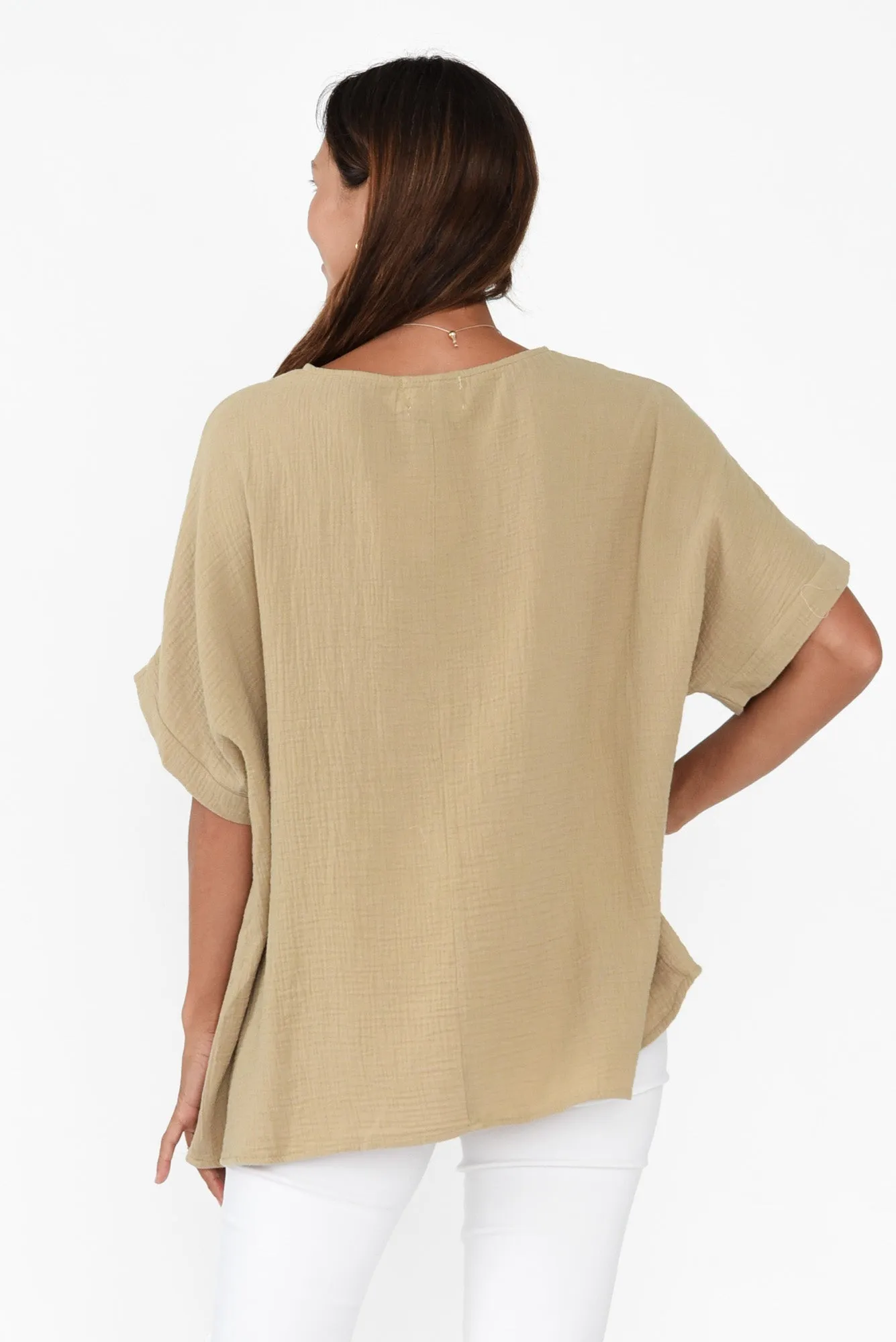 Elaine Mocha Cotton Cheesecloth Top sold by Blue Bungalow product image thumbnail 4