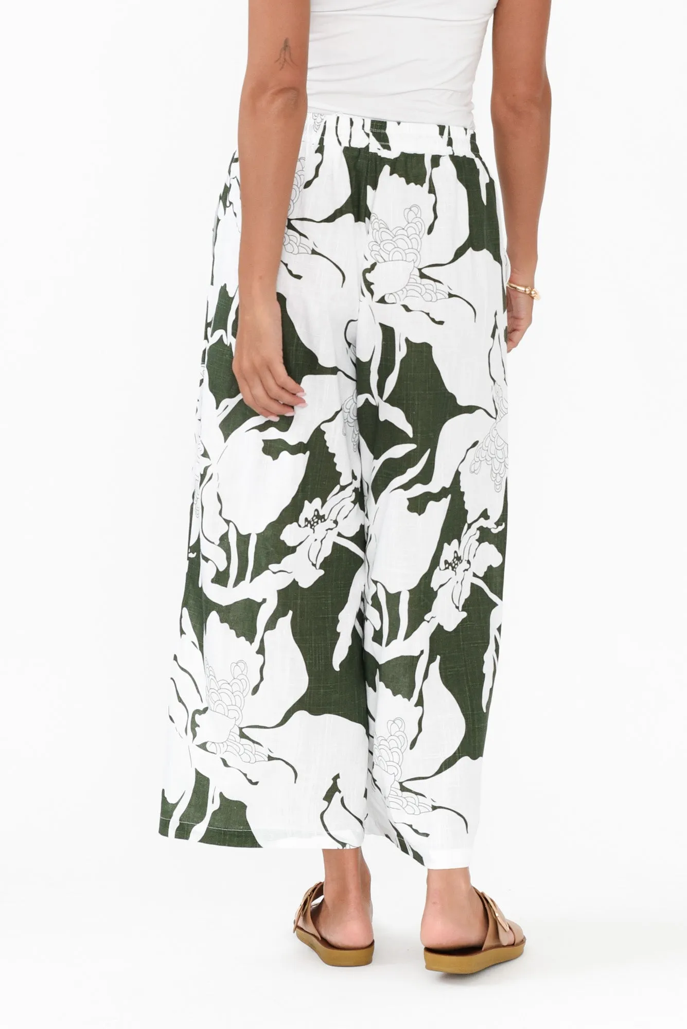 Minnelli Green Floral Linen Cotton Pants sold by Blue Bungalow product image thumbnail 4