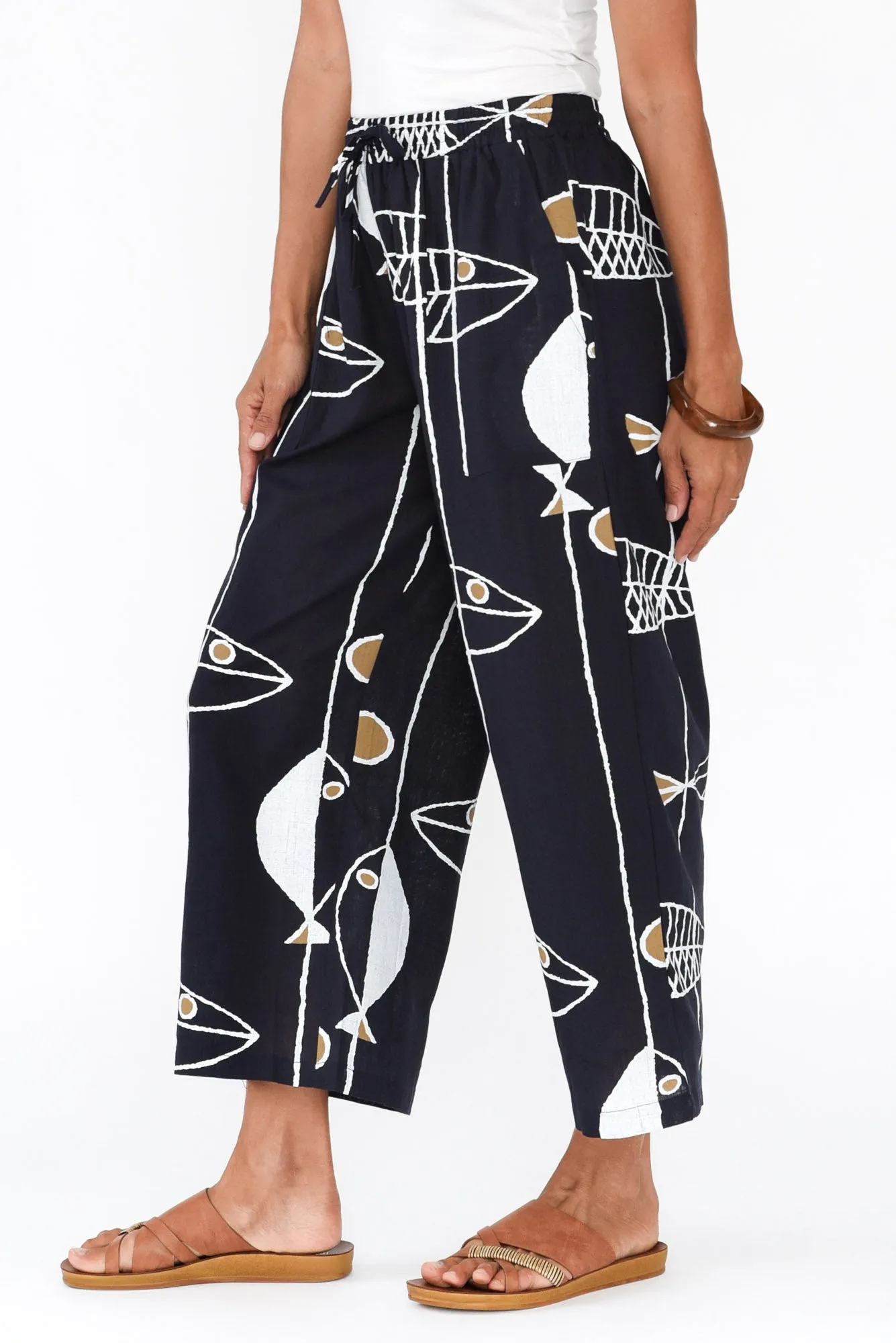 Minnelli Navy Sea Linen Cotton Pants sold by Blue Bungalow product image thumbnail 4