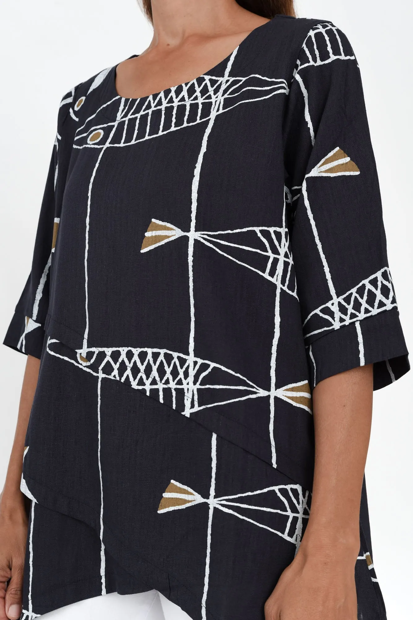 Anya Navy Sea Linen Cotton Top sold by Blue Bungalow product image thumbnail 5