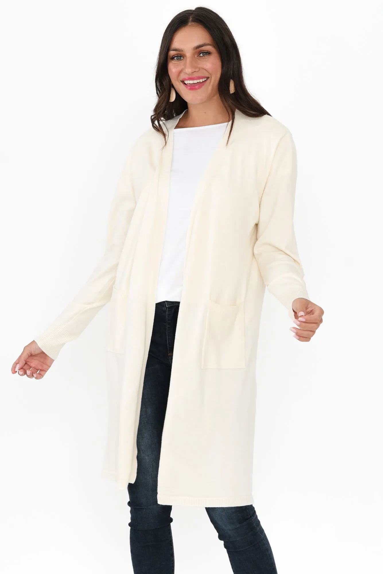 Issa Cream Knit Pocket Cardigan sold by Blue Bungalow