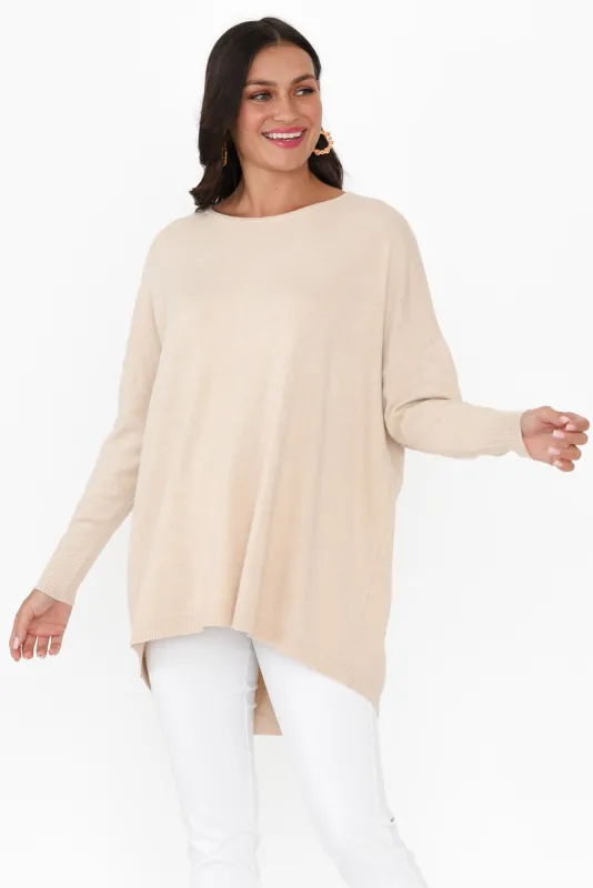 Meryl Beige Wool Blend Drape Jumper sold by Blue Bungalow