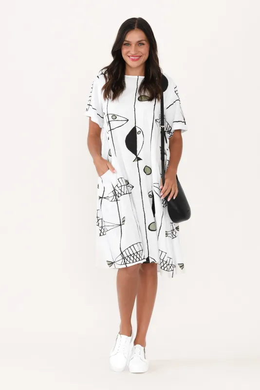 Norene White Sea Linen Cotton Dress sold by Blue Bungalow