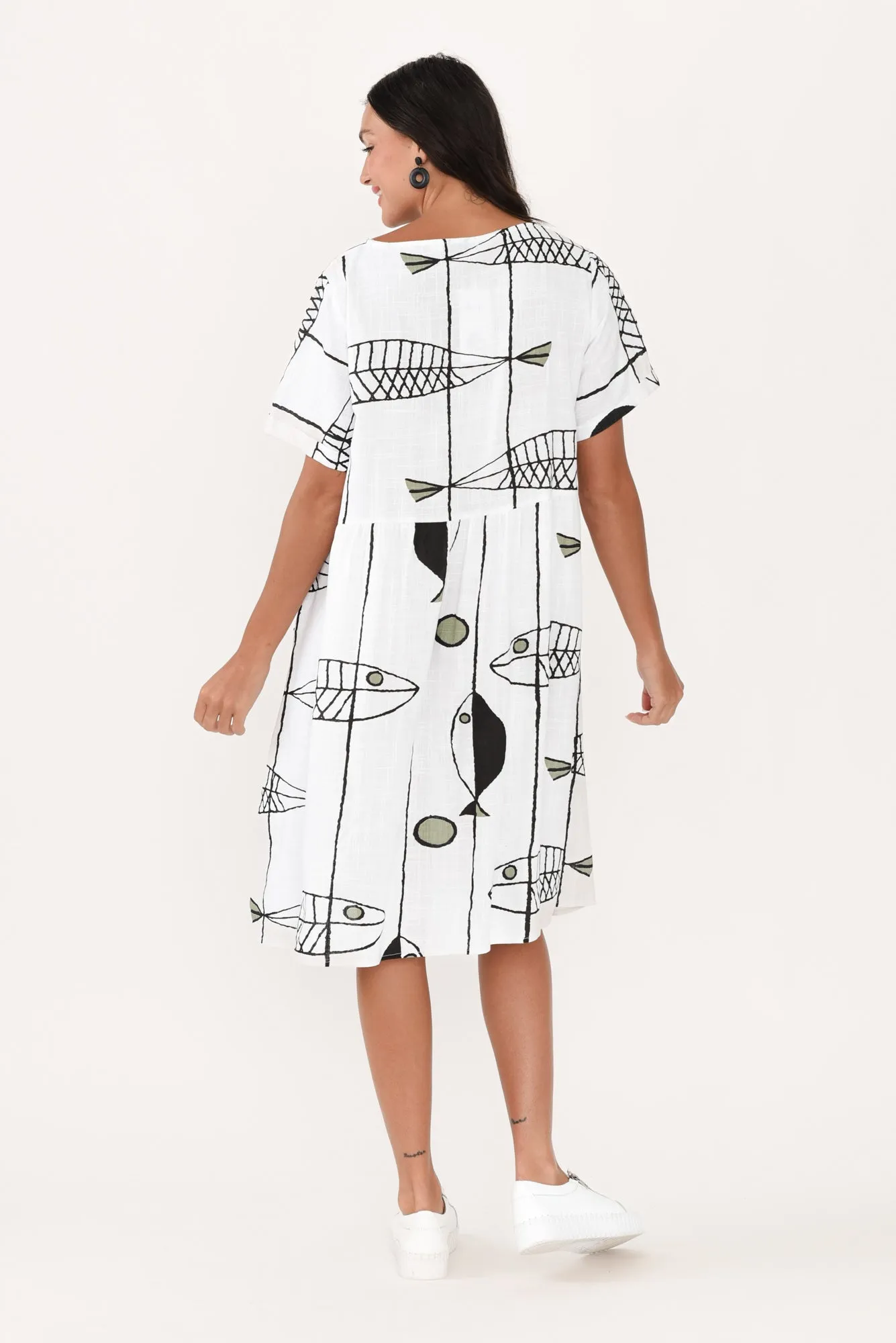 Norene White Sea Linen Cotton Dress sold by Blue Bungalow product image thumbnail 4