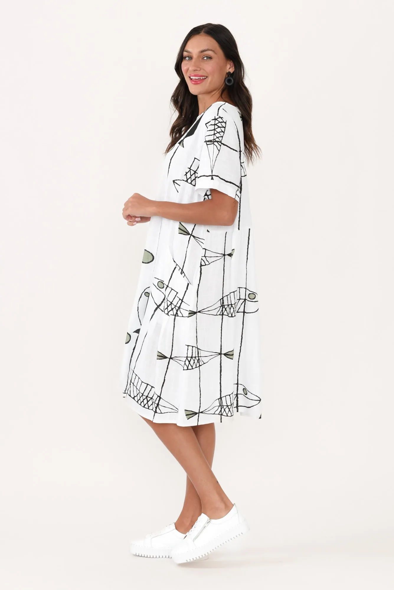 Norene White Sea Linen Cotton Dress sold by Blue Bungalow product image thumbnail 3