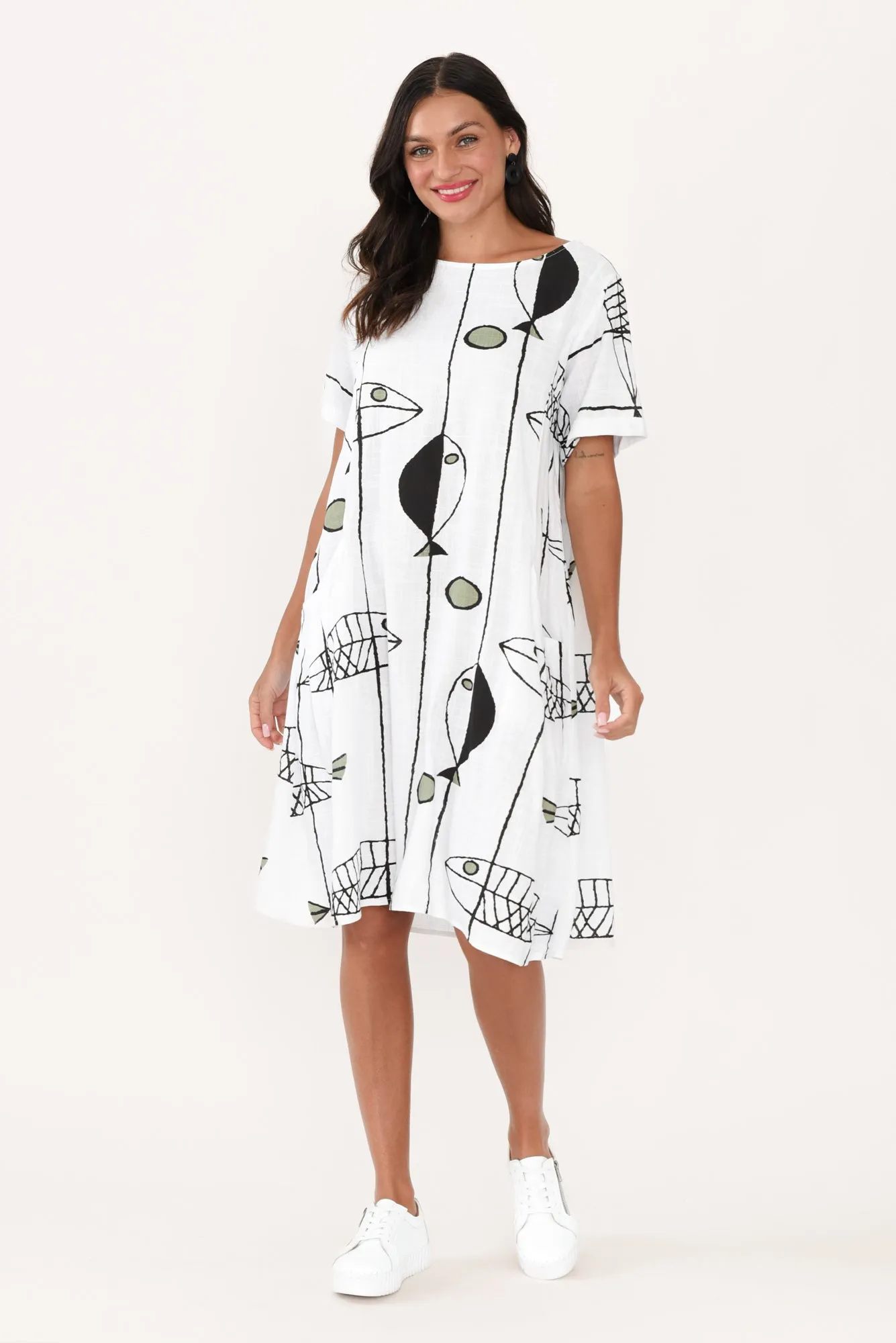 Norene White Sea Linen Cotton Dress sold by Blue Bungalow product image thumbnail 2