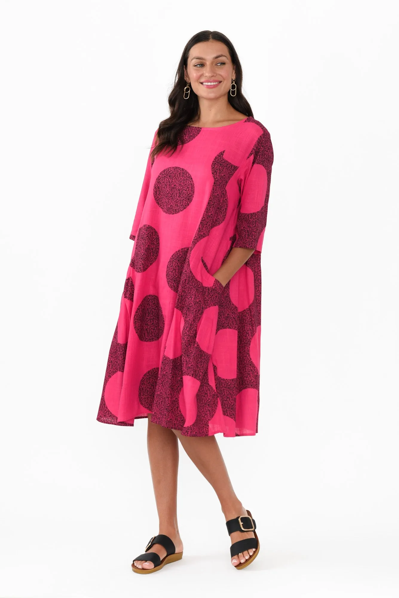 Norene Pink Spot Linen Cotton Dress sold by Blue Bungalow product image thumbnail 2