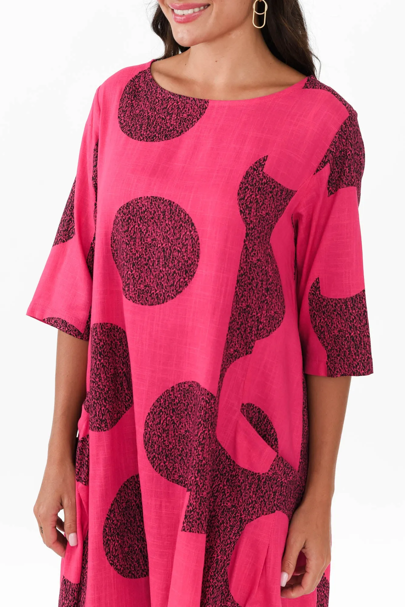 Norene Pink Spot Linen Cotton Dress sold by Blue Bungalow product image thumbnail 5