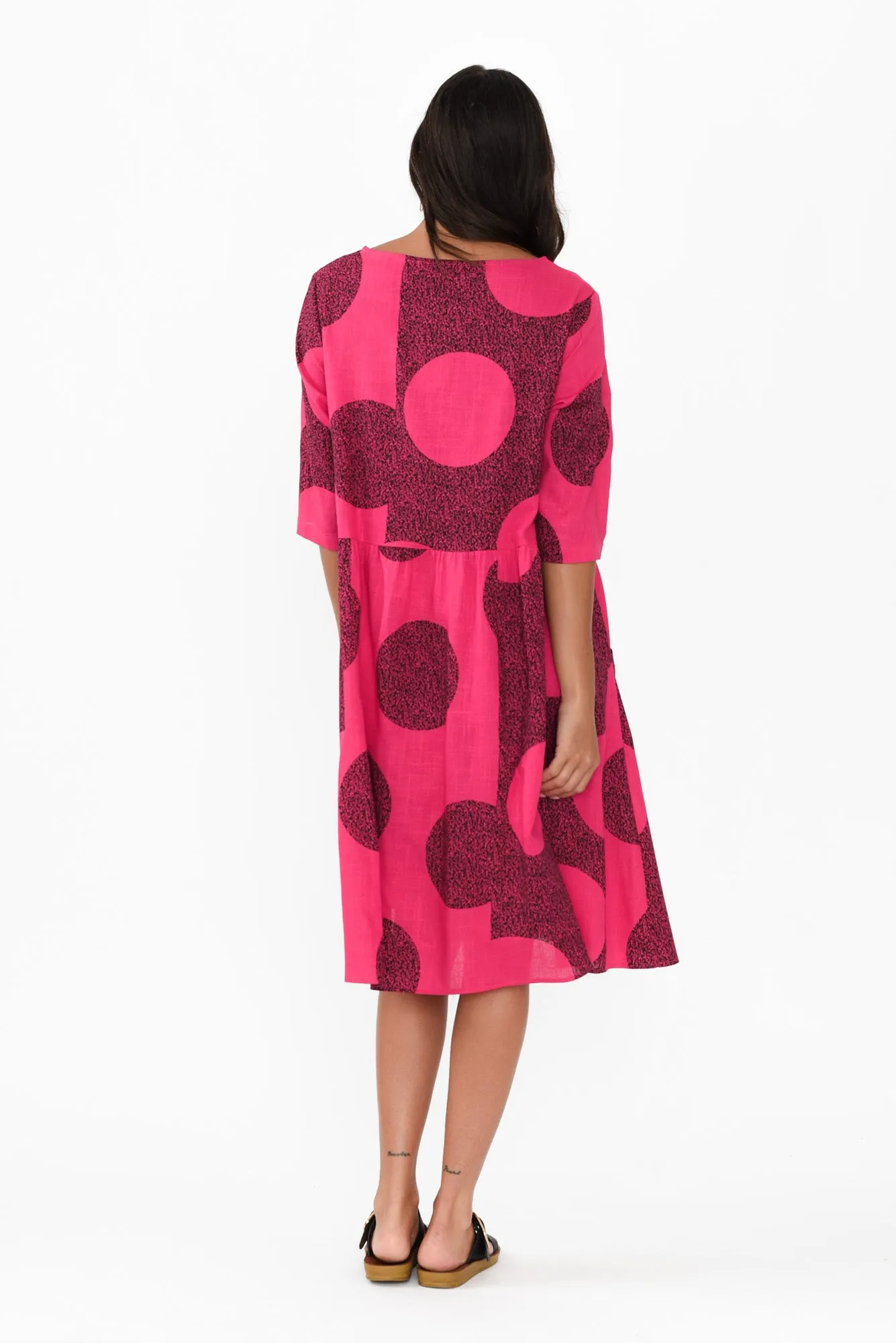 Norene Pink Spot Linen Cotton Dress sold by Blue Bungalow product image thumbnail 4
