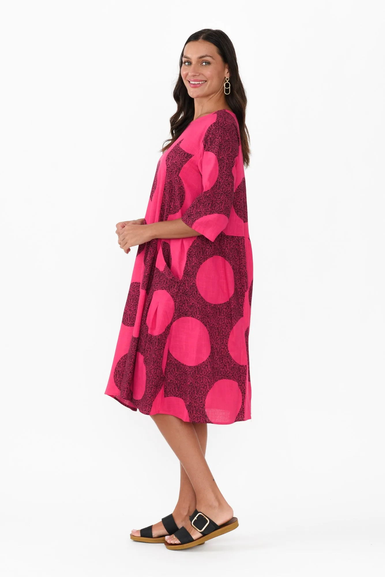 Norene Pink Spot Linen Cotton Dress sold by Blue Bungalow product image thumbnail 3