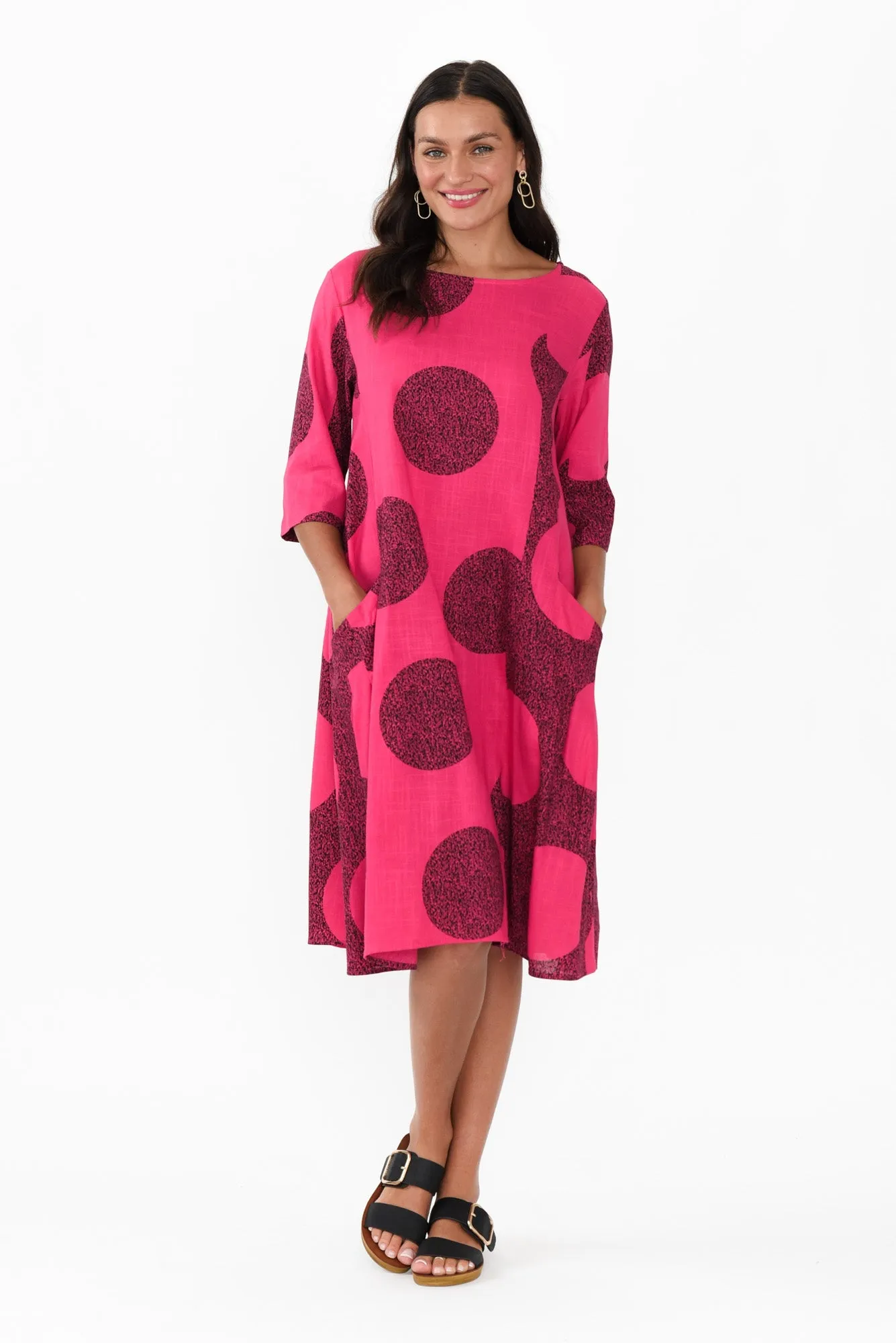 Norene Pink Spot Linen Cotton Dress sold by Blue Bungalow