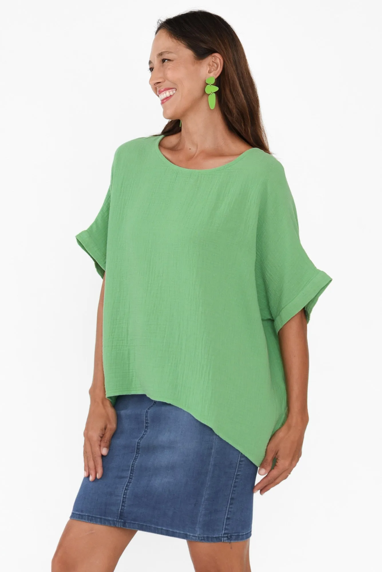 Elaine Green Cotton Cheesecloth Top sold by Blue Bungalow product image thumbnail 3