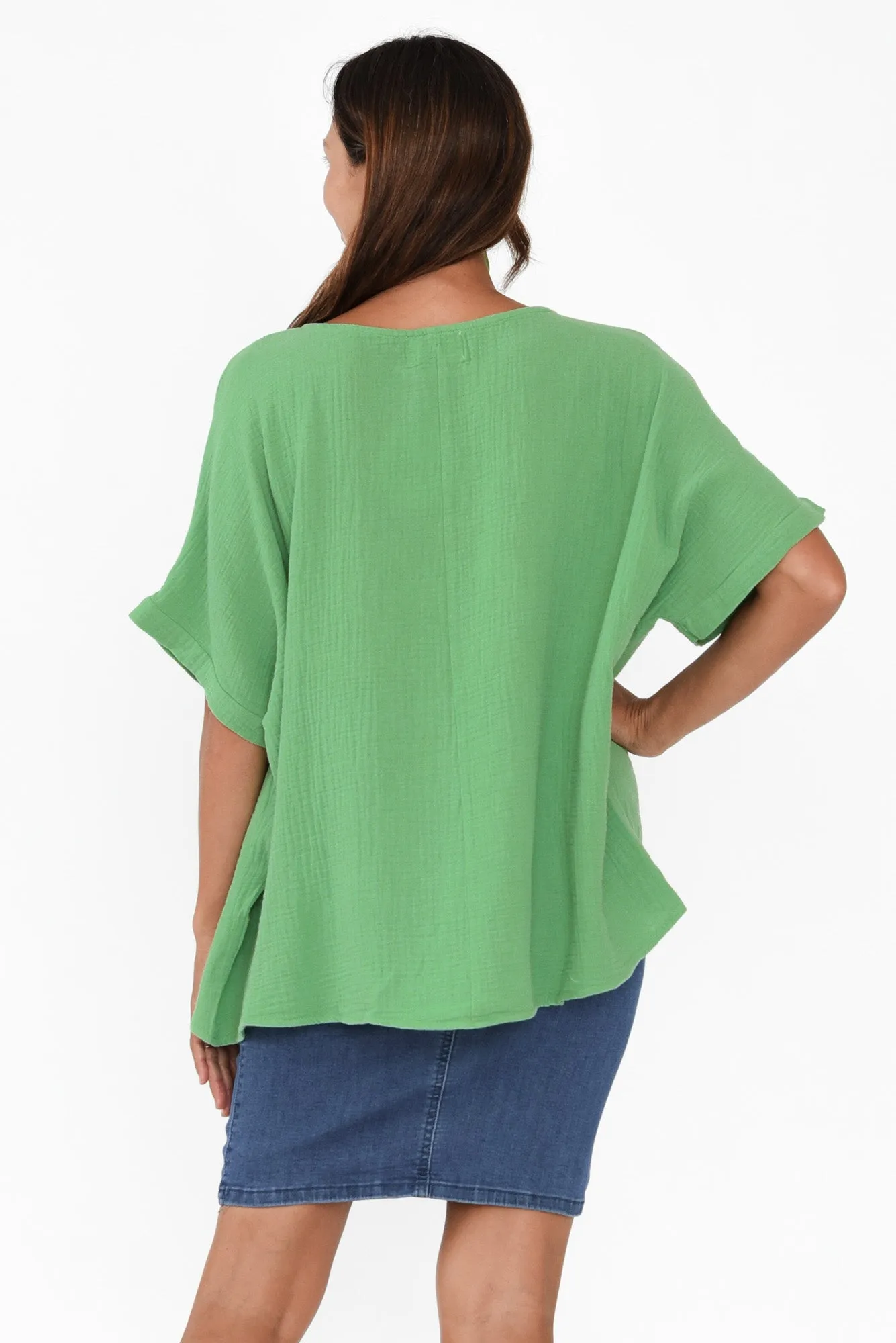 Elaine Green Cotton Cheesecloth Top sold by Blue Bungalow product image thumbnail 4