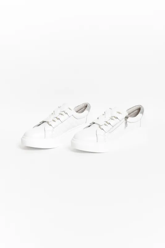 Luxury White Leather Quilt Sneaker sold by Blue Bungalow