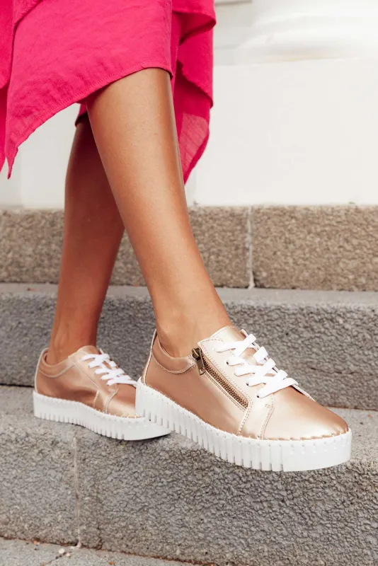 Medusa Rose Gold Platform Sneaker sold by Blue Bungalow