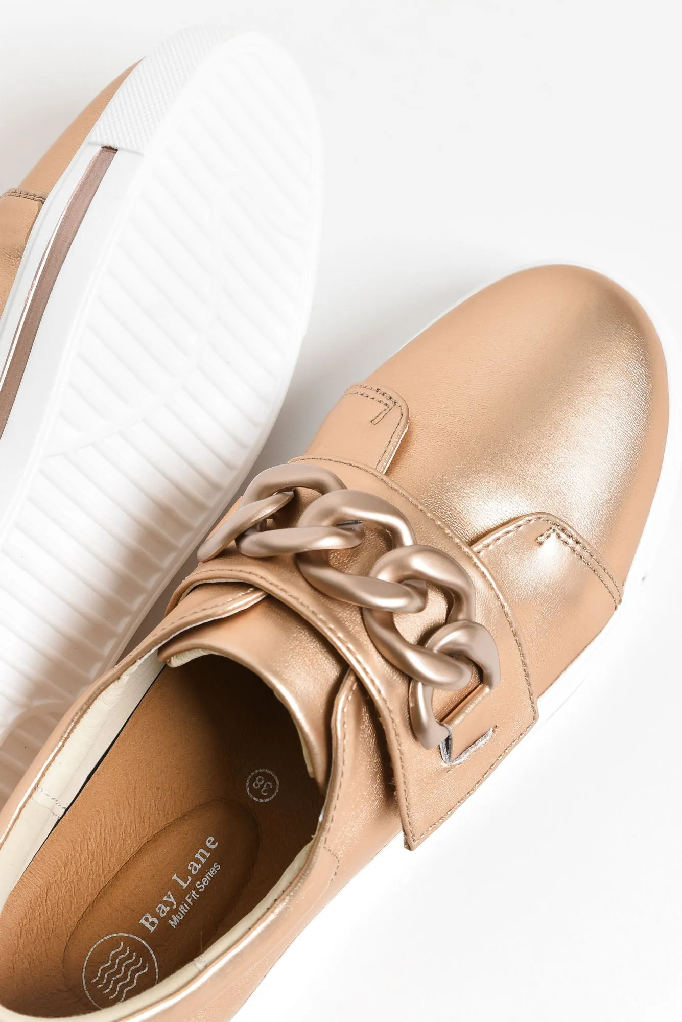 Koolah Rose Gold Leather Chain Sneaker sold by Blue Bungalow product image thumbnail 2