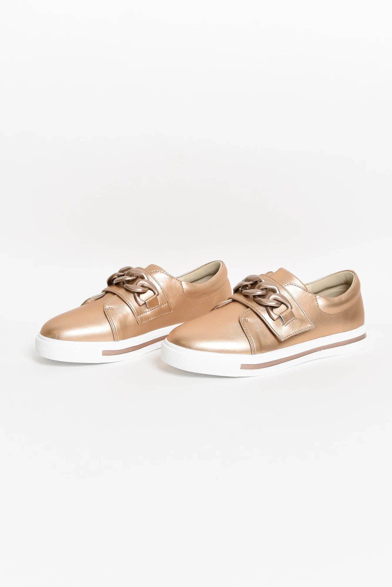 Koolah Rose Gold Leather Chain Sneaker sold by Blue Bungalow