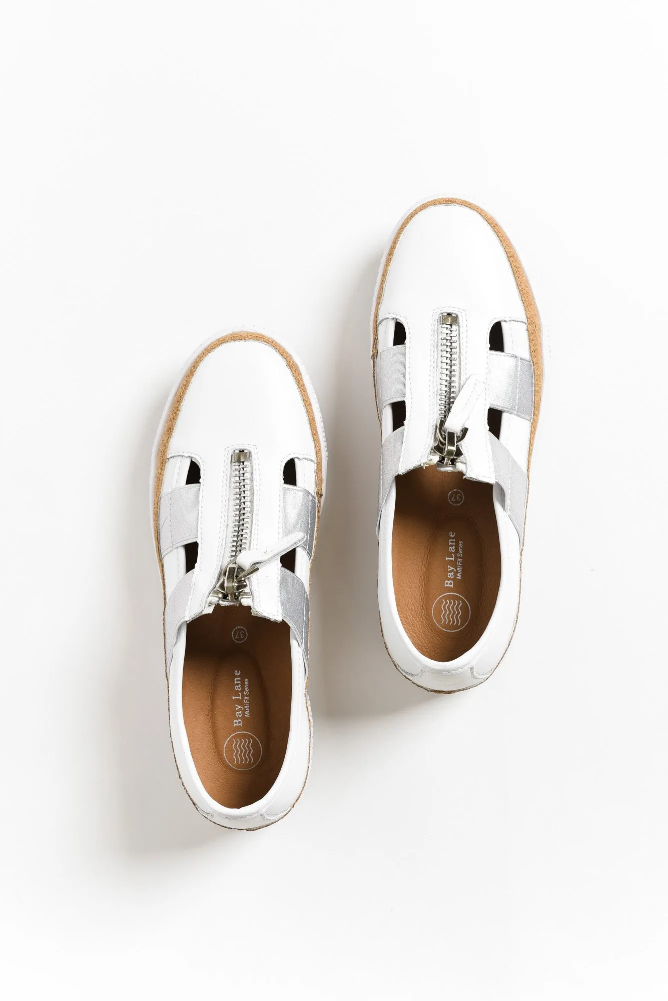 Galley White Leather Zip Sneaker sold by Blue Bungalow product image thumbnail 4
