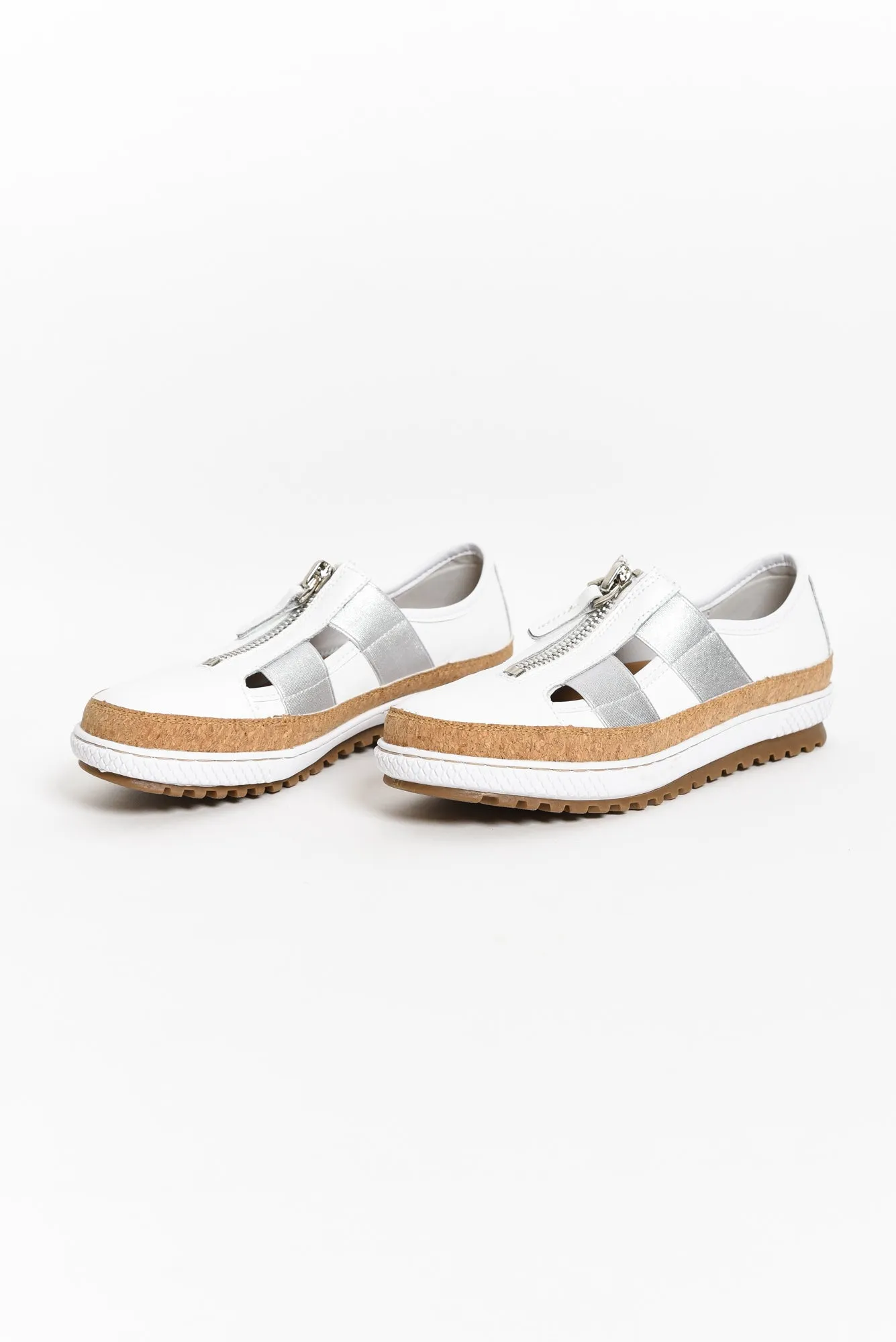 Galley White Leather Zip Sneaker sold by Blue Bungalow