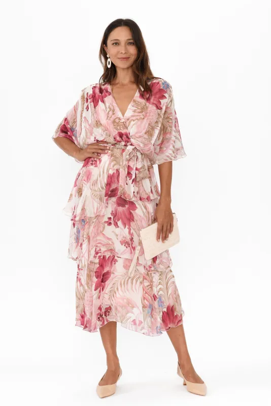 Natalie Blush Blossom Silk Layer Dress sold by Blue Bungalow