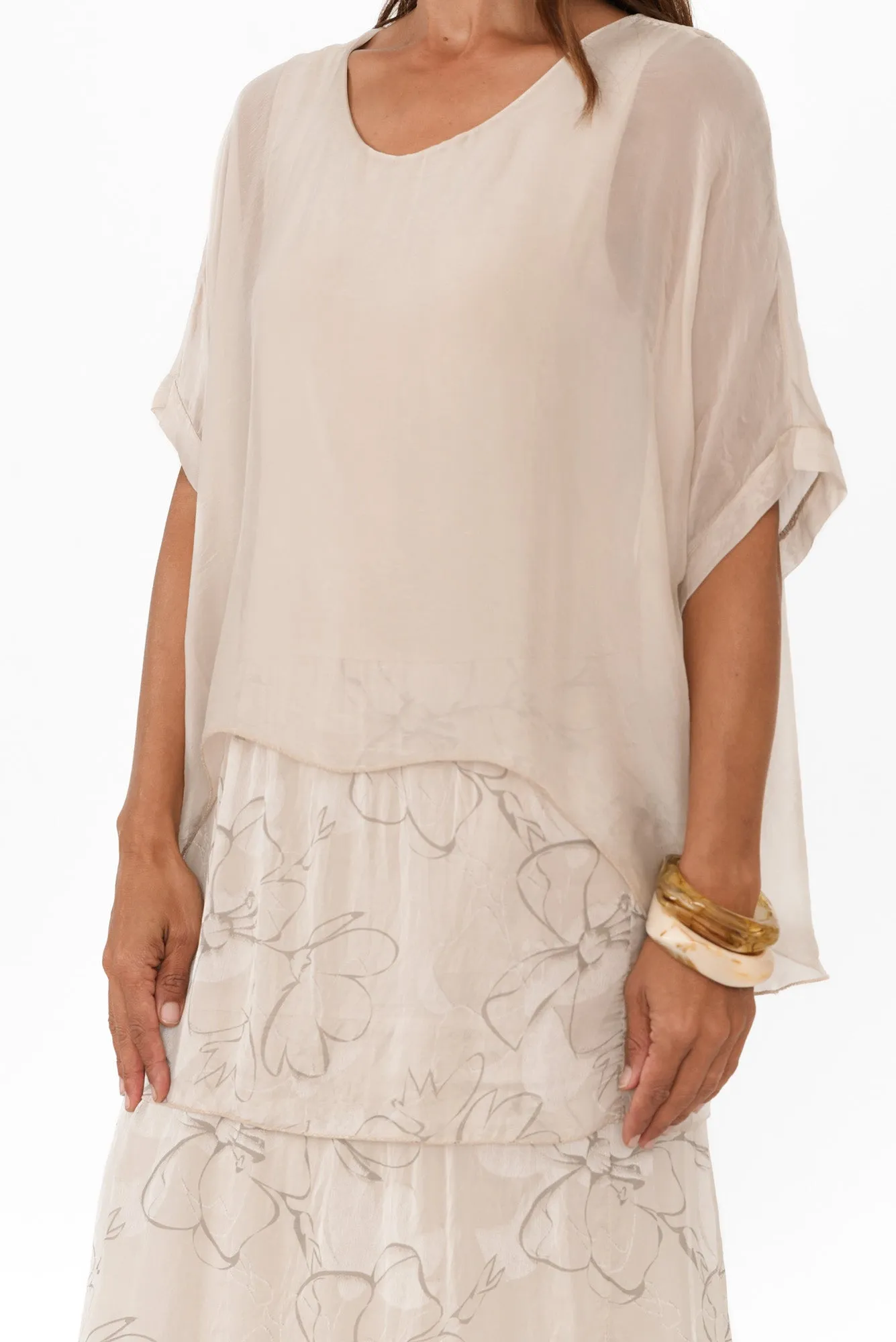 Rosetta Champagne Floral Silk Layer Dress sold by Blue Bungalow product image thumbnail 5