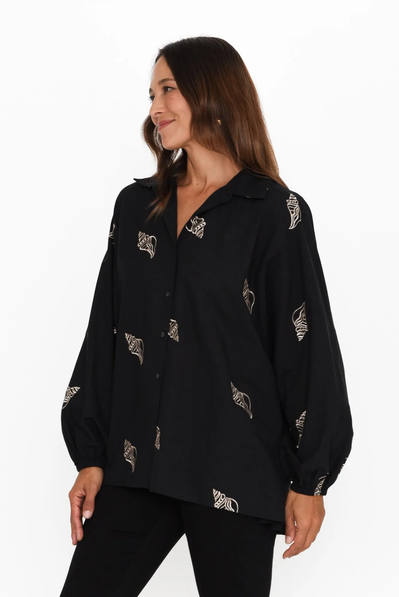 Cliffside Black Shell Collared Shirt sold by Blue Bungalow product image thumbnail 3