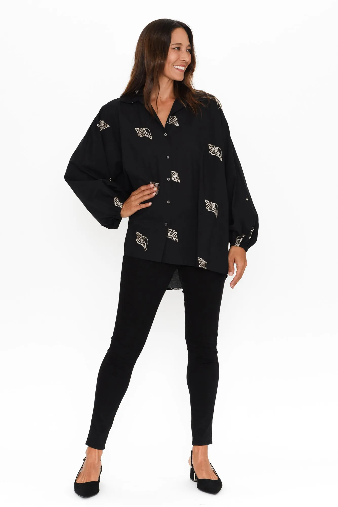 Cliffside Black Shell Collared Shirt sold by Blue Bungalow product image thumbnail 2