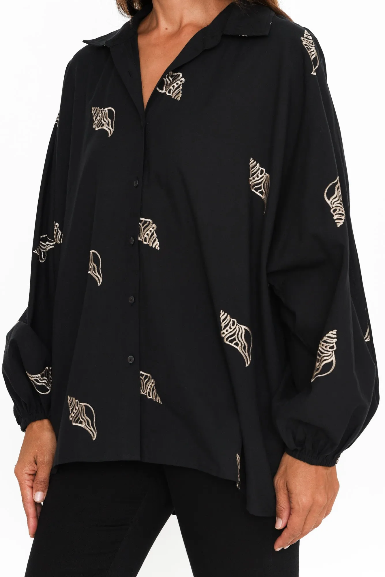Cliffside Black Shell Collared Shirt sold by Blue Bungalow product image thumbnail 5